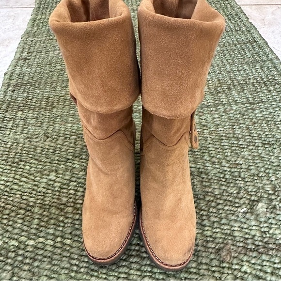 UGG Australia JOSIE Chestnut Convertible Cuff Suede High Heel Boots Size 6 - Picture 3 of 10